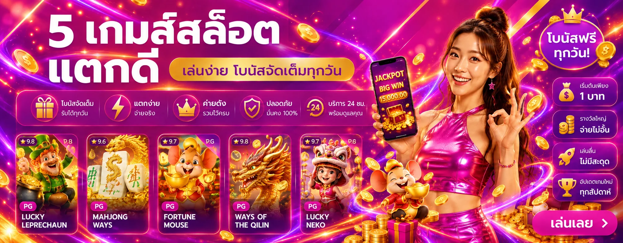 รวมเกมสล็อตและค่ายยอดนิยมบน 9kplus